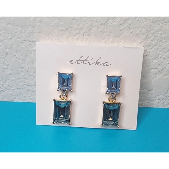 NEW Ettika Blue Stone Dangle Drop Earrings - Picture 5 of 8